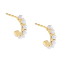 1 Pair Simple Style C Shape Plating Inlay Copper Pearl Gold Plated Ear Studs main image 2
