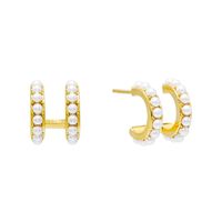 1 Pair Simple Style C Shape Plating Inlay Copper Pearl Gold Plated Ear Studs main image 3