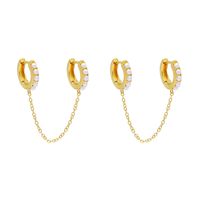 1 Pair Simple Style C Shape Plating Inlay Copper Pearl Gold Plated Ear Studs main image 4