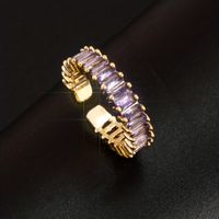 Retro Solid Color Copper Plating Inlay Zircon Gold Plated Unisex Open Rings main image 7