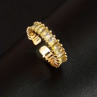 Retro Solid Color Copper Plating Inlay Zircon Gold Plated Unisex Open Rings main image 9