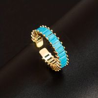 Retro Solid Color Copper Plating Inlay Zircon Gold Plated Unisex Open Rings main image 8