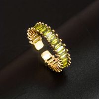 Retro Solid Color Copper Plating Inlay Zircon Gold Plated Unisex Open Rings main image 10