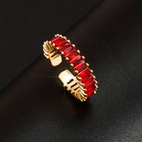 Retro Solid Color Copper Plating Inlay Zircon Gold Plated Unisex Open Rings main image 3