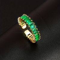 Retro Solid Color Copper Plating Inlay Zircon Gold Plated Unisex Open Rings main image 6