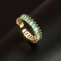 Retro Solid Color Copper Plating Inlay Zircon Gold Plated Unisex Open Rings main image 4