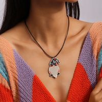 Cute Santa Claus Wood Printing Christmas Women's Pendant Necklace sku image 9