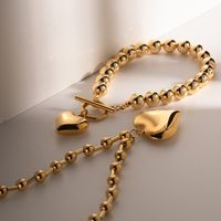 Einfacher Stil Klassischer Stil Herzform Rostfreier Stahl Überzug 18 Karat Vergoldet Armbänder Halskette main image 5