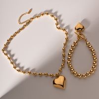 Einfacher Stil Klassischer Stil Herzform Rostfreier Stahl Überzug 18 Karat Vergoldet Armbänder Halskette main image 4