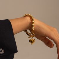Einfacher Stil Klassischer Stil Herzform Rostfreier Stahl Überzug 18 Karat Vergoldet Armbänder Halskette main image 3