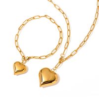 Simple Style Heart Shape Stainless Steel Plating 18k Gold Plated Jewelry Set main image 3