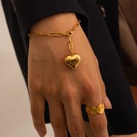 Simple Style Heart Shape Stainless Steel Plating 18k Gold Plated Jewelry Set main image 2