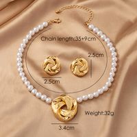 Elegant Sweet Pearl Knot Alloy Plastic Ferroalloy Plating 14k Gold Plated Women's Earrings Necklace main image 2