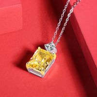 Simple Style Square Sterling Silver High Carbon Diamond Pendant Necklace In Bulk main image 2