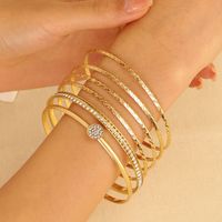 Simple Style Argyle Alloy Zircon 14k Gold Plated Women's Bangle main image 6