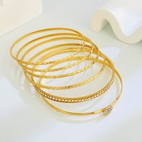 Simple Style Argyle Alloy Zircon 14k Gold Plated Women's Bangle main image 2