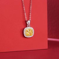 Elegant Square Sterling Silver High Carbon Diamond Pendant Necklace In Bulk main image 5