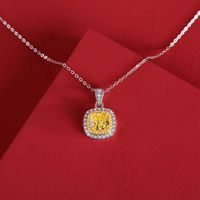 Elegant Square Sterling Silver High Carbon Diamond Pendant Necklace In Bulk main image 2