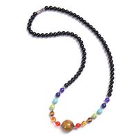 Klassischer Stil Runden Malachit Tigerauge Obsidian Perlen Halskette sku image 4