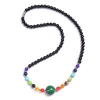 Klassischer Stil Runden Malachit Tigerauge Obsidian Perlen Halskette sku image 1