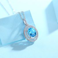 Simple Style Oval Sterling Silver Gem Pendant Necklace In Bulk main image 1