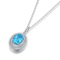 Simple Style Oval Sterling Silver Gem Pendant Necklace In Bulk main image 3