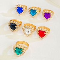 Glam Simple Style Heart Shape Alloy Plating Inlay Rhinestones 14k Gold Plated Women's Jewelry Set main image 4