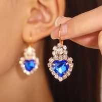 Glam Simple Style Heart Shape Alloy Plating Inlay Rhinestones 14k Gold Plated Women's Jewelry Set main image 2