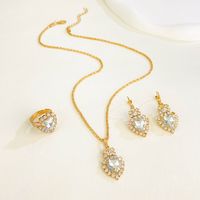 Glam Simple Style Heart Shape Alloy Plating Inlay Rhinestones 14k Gold Plated Women's Jewelry Set sku image 1