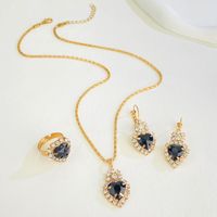 Glam Simple Style Heart Shape Alloy Plating Inlay Rhinestones 14k Gold Plated Women's Jewelry Set sku image 2