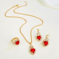 Glam Simple Style Heart Shape Alloy Plating Inlay Rhinestones 14k Gold Plated Women's Jewelry Set sku image 3