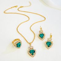 Glam Simple Style Heart Shape Alloy Plating Inlay Rhinestones 14k Gold Plated Women's Jewelry Set sku image 4