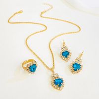 Glam Simple Style Heart Shape Alloy Plating Inlay Rhinestones 14k Gold Plated Women's Jewelry Set sku image 5