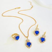 Glam Simple Style Heart Shape Alloy Plating Inlay Rhinestones 14k Gold Plated Women's Jewelry Set sku image 7