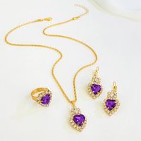 Glam Simple Style Heart Shape Alloy Plating Inlay Rhinestones 14k Gold Plated Women's Jewelry Set sku image 6