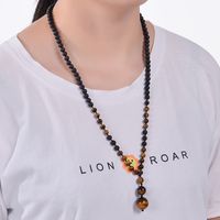 Casual Solid Color Malachite Tiger Eye Obsidian Beaded Long Necklace main image 5