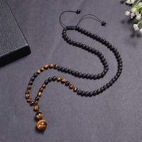 Casual Solid Color Malachite Tiger Eye Obsidian Beaded Long Necklace main image 1