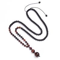 Casual Solid Color Malachite Tiger Eye Obsidian Beaded Long Necklace sku image 3