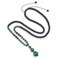 Casual Solid Color Malachite Tiger Eye Obsidian Beaded Long Necklace sku image 1