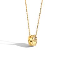 Elegant Shiny Circle Copper Plating Inlay Zircon 18k Gold Plated Pendant Necklace sku image 1
