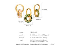 1 Pair Elegant Luxurious Double Ring Plating Inlay Titanium Steel Rhinestones 18k Gold Plated Drop Earrings main image 2
