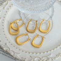 1 Pair Hip-hop Simple Style Rectangle Plating Titanium Steel 18k Gold Plated Hoop Earrings main image 1