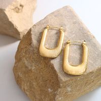 1 Pair Hip-hop Simple Style Rectangle Plating Titanium Steel 18k Gold Plated Hoop Earrings main image 6