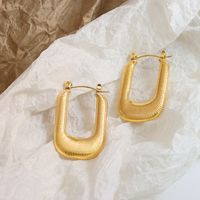 1 Pair Hip-hop Simple Style Rectangle Plating Titanium Steel 18k Gold Plated Hoop Earrings main image 4