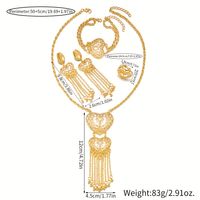Elegant Glam Shiny Heart Shape Copper Tassel Hollow Out Copper 18k Gold Plated Bracelets Earrings Necklace sku image 1