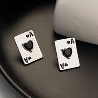 1 Pair Cool Style Heart Shape Plating Inlay Copper Rhinestones Ear Studs main image 3