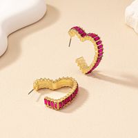 1 Pair Simple Style Heart Shape Plating Inlay Alloy Glass Gold Plated Ear Studs main image 3