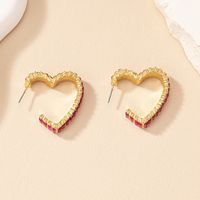 1 Pair Simple Style Heart Shape Plating Inlay Alloy Glass Gold Plated Ear Studs main image 9