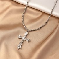 Nordic Style Classic Style Roman Style Cross Alloy Ferroalloy Plating Silver Plated Women's Men's Pendant Necklace main image 3