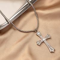 Nordic Style Classic Style Roman Style Cross Alloy Ferroalloy Plating Silver Plated Women's Men's Pendant Necklace sku image 1